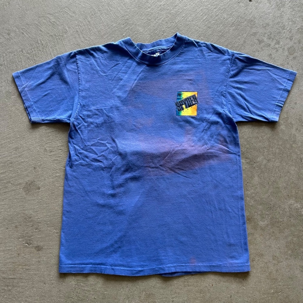 Vintage‎ 80s Spyder Skate Shirt Size Large Blue Surf California Skater USA Made